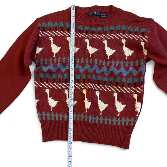 Red and blue goose patterned sweater #knitwear #vintage - Picture 2 of 5